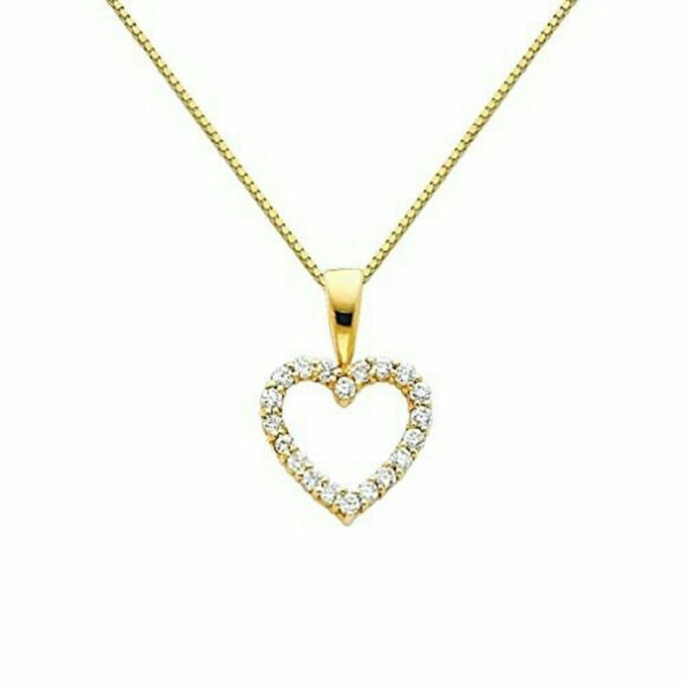 14k Solid yellow Gold 2pc Heart Necklace
